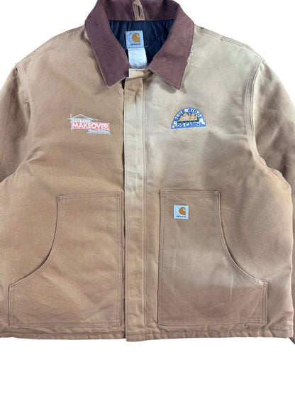 Vintage Carhartt J002 BRN Arctic Beige Duck Canvas Quilted Detroit Jacket Sz. XL