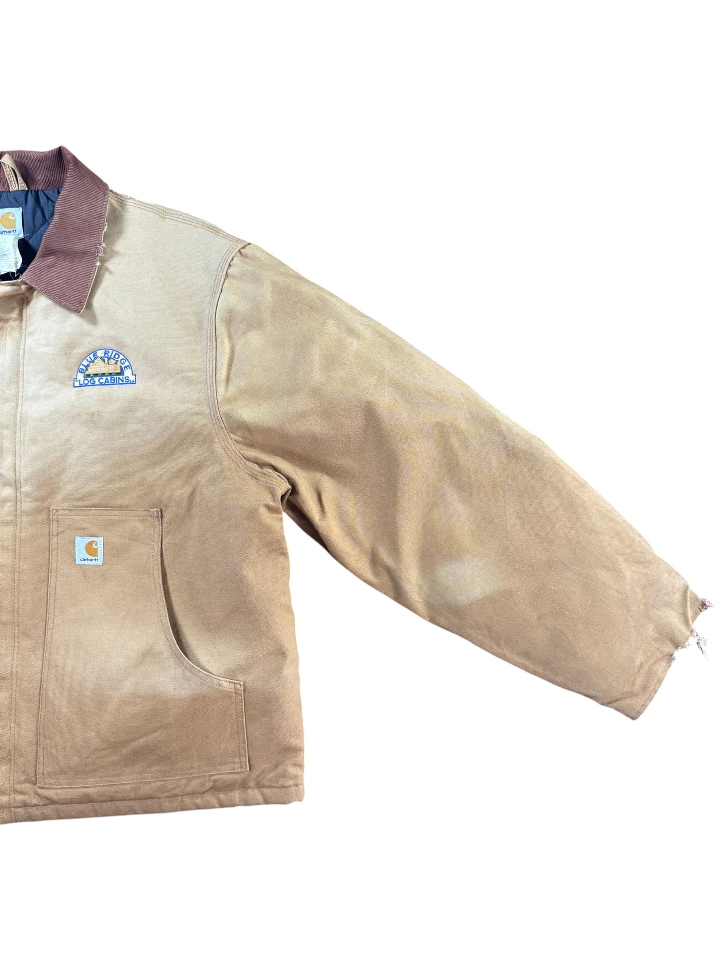 Vintage Carhartt J002 BRN Arctic Beige Duck Canvas Quilted Detroit Jacket Sz. XL