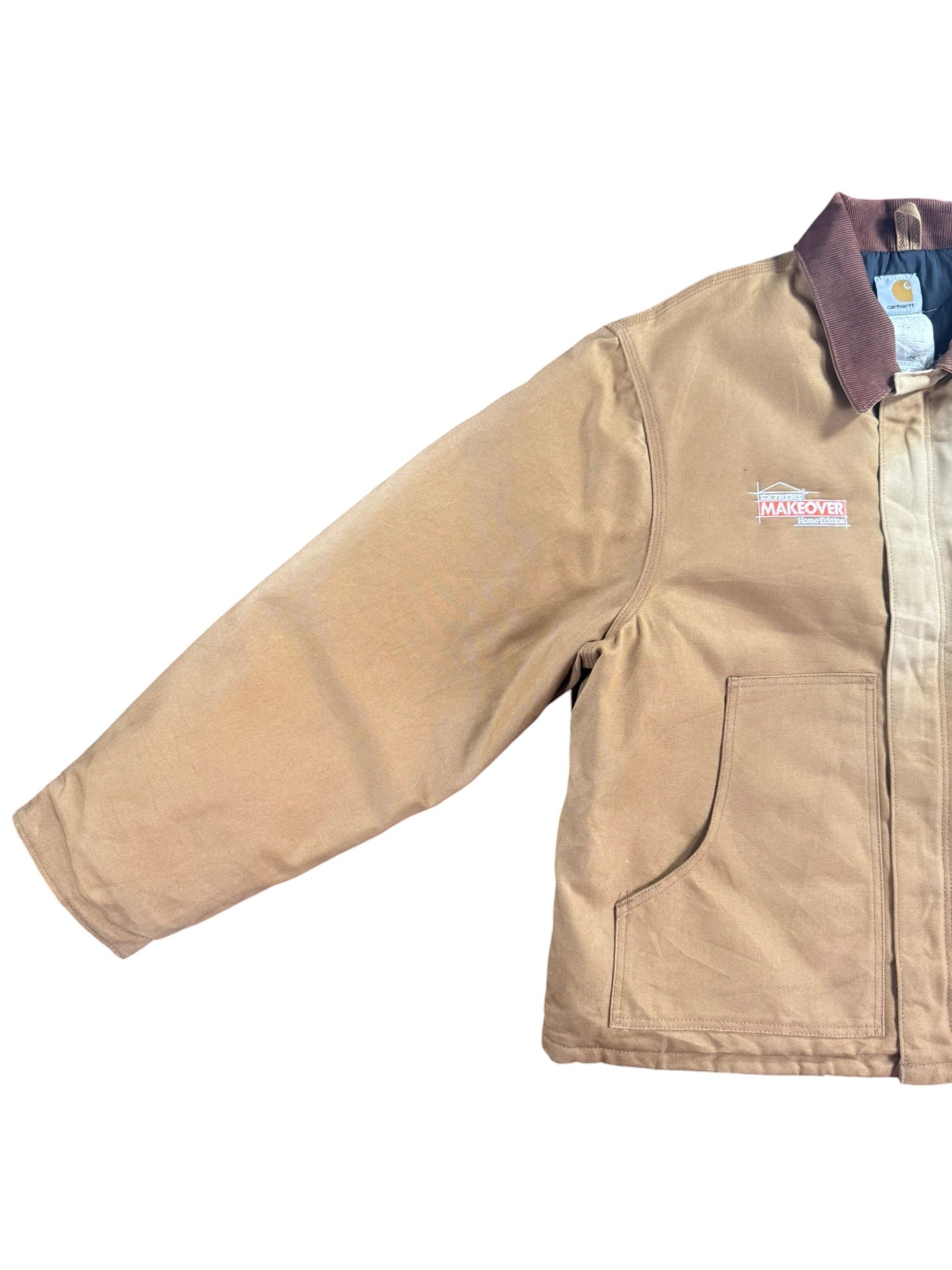 Vintage Carhartt J002 BRN Arctic Beige Duck Canvas Quilted Detroit Jacket Sz. XL