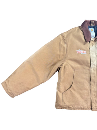 Vintage Carhartt J002 BRN Arctic Beige Duck Canvas Quilted Detroit Jacket Sz. XL
