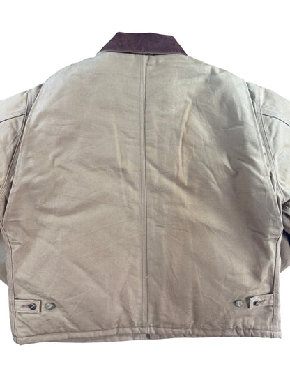 Vintage Carhartt J002 BRN Arctic Beige Duck Canvas Quilted Detroit Jacket Sz. XL