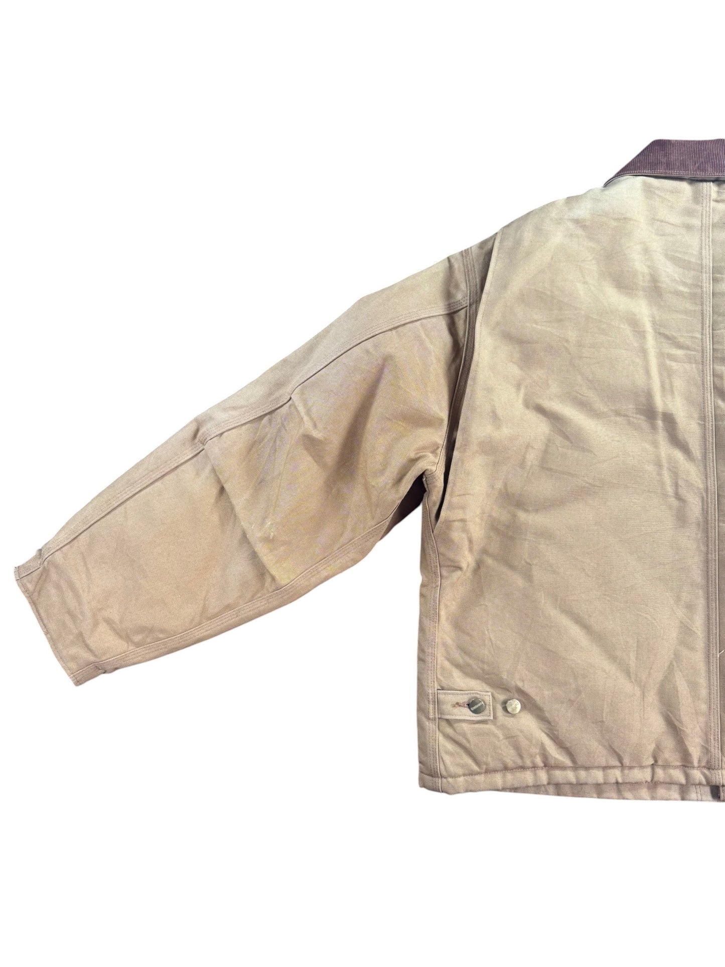 Vintage Carhartt J002 BRN Arctic Beige Duck Canvas Quilted Detroit Jacket Sz. XL