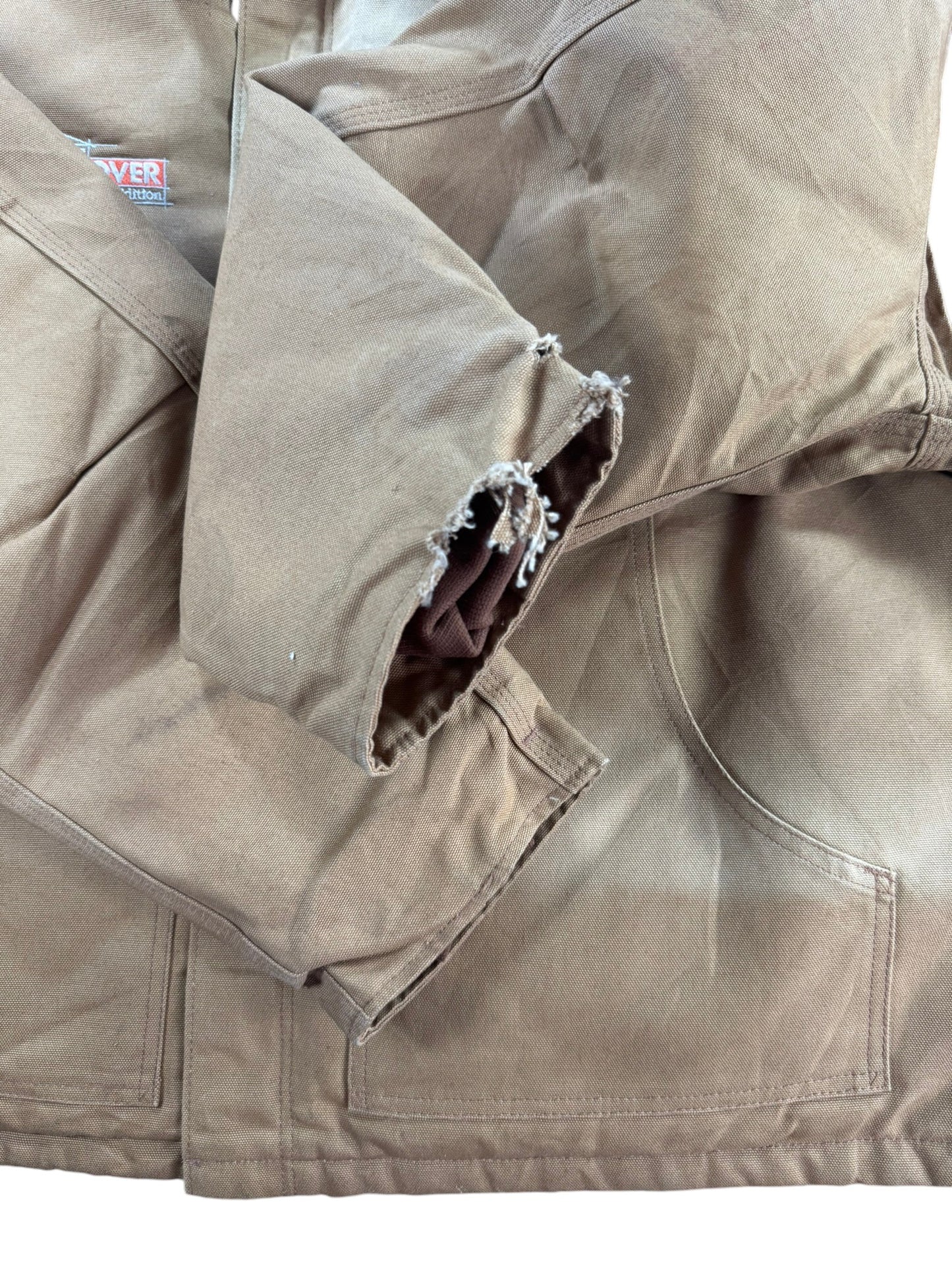 Vintage Carhartt J002 BRN Arctic Beige Duck Canvas Quilted Detroit Jacket Sz. XL