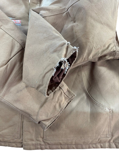 Vintage Carhartt J002 BRN Arctic Beige Duck Canvas Quilted Detroit Jacket Sz. XL
