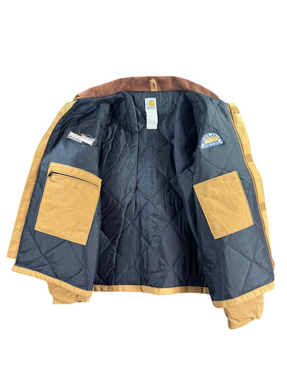 Vintage Carhartt J002 BRN Arctic Beige Duck Canvas Quilted Detroit Jacket Sz. XL