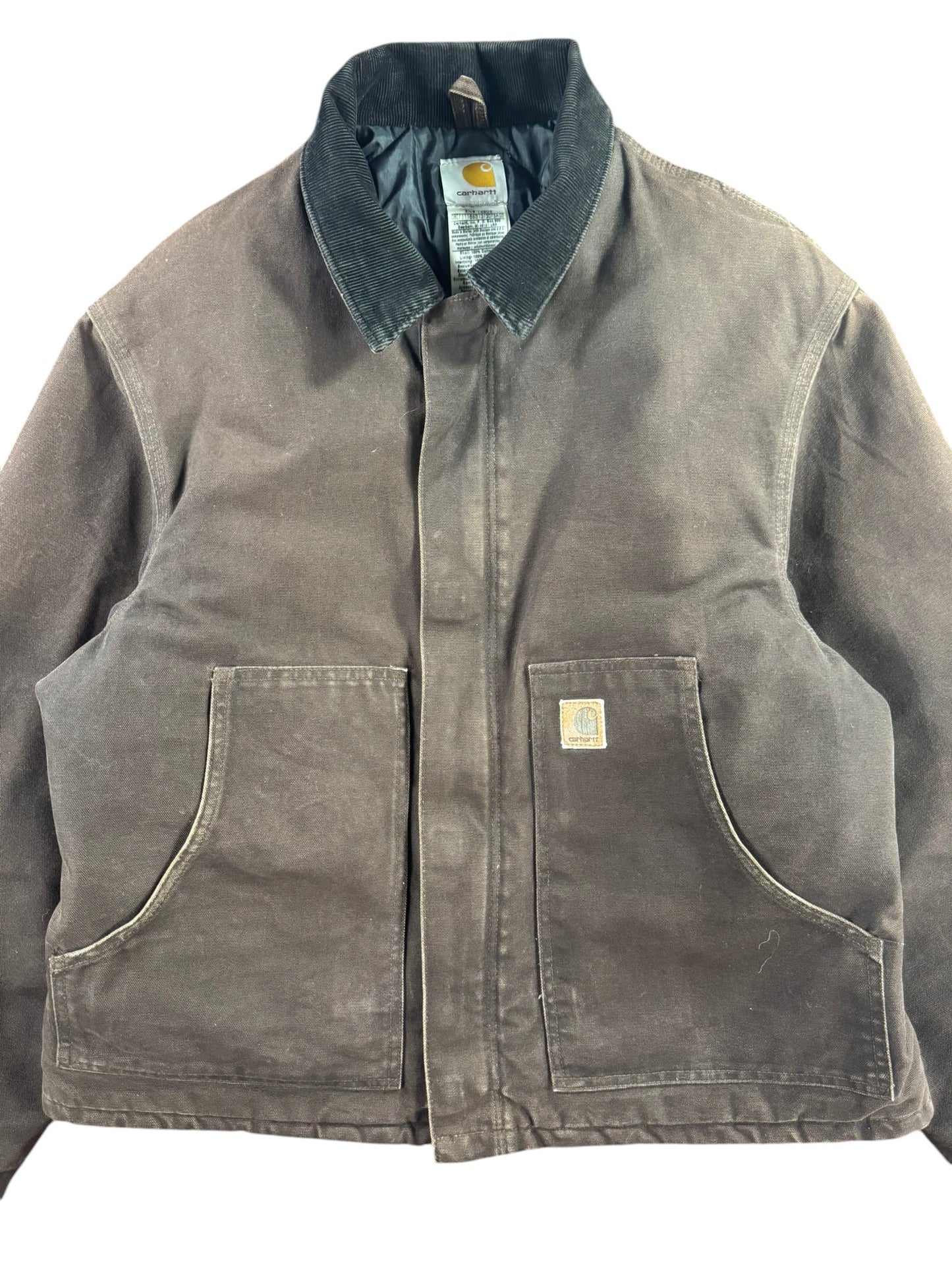 Carhartt J22 DKB Duck Canvas Artic Detroit Quilted Insulted Workwear Jacket Sz L