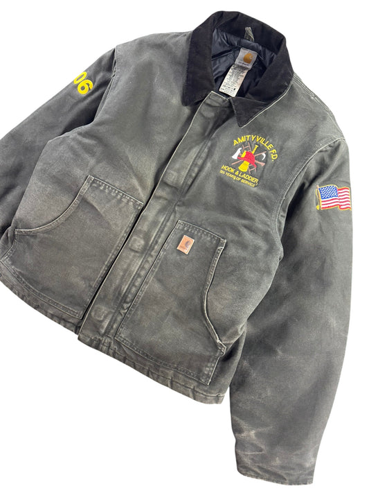 Faded Carhartt J22 MOS Quilt Lined Duck Canvas Detroit Cut Jacket Size XL Green