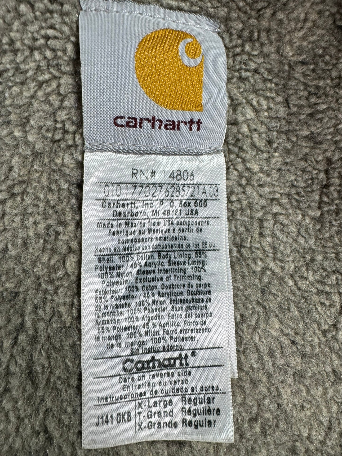 VTG Carhartt J141 DKB Hood Sherpa Lined Sierra Detroit Style Jacket Men's Sz. XL