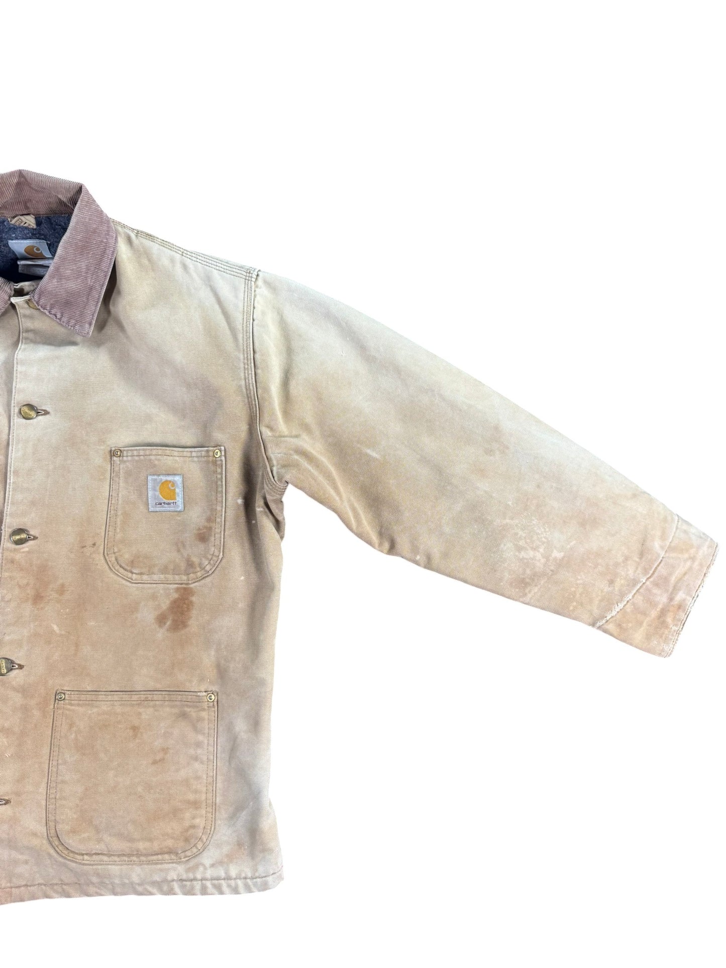 Vintage Carhartt C01 BRN Chore Coat Blanket Lined Union Made USA Men Sz. 46 (L )