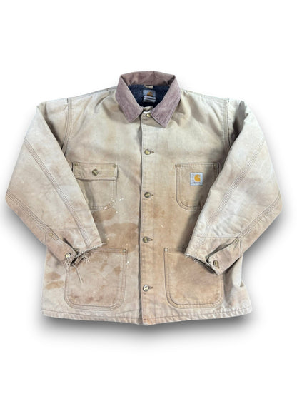 Vintage Carhartt C01 BRN Chore Coat Blanket Lined Union Made USA Men Sz. 46 (L )