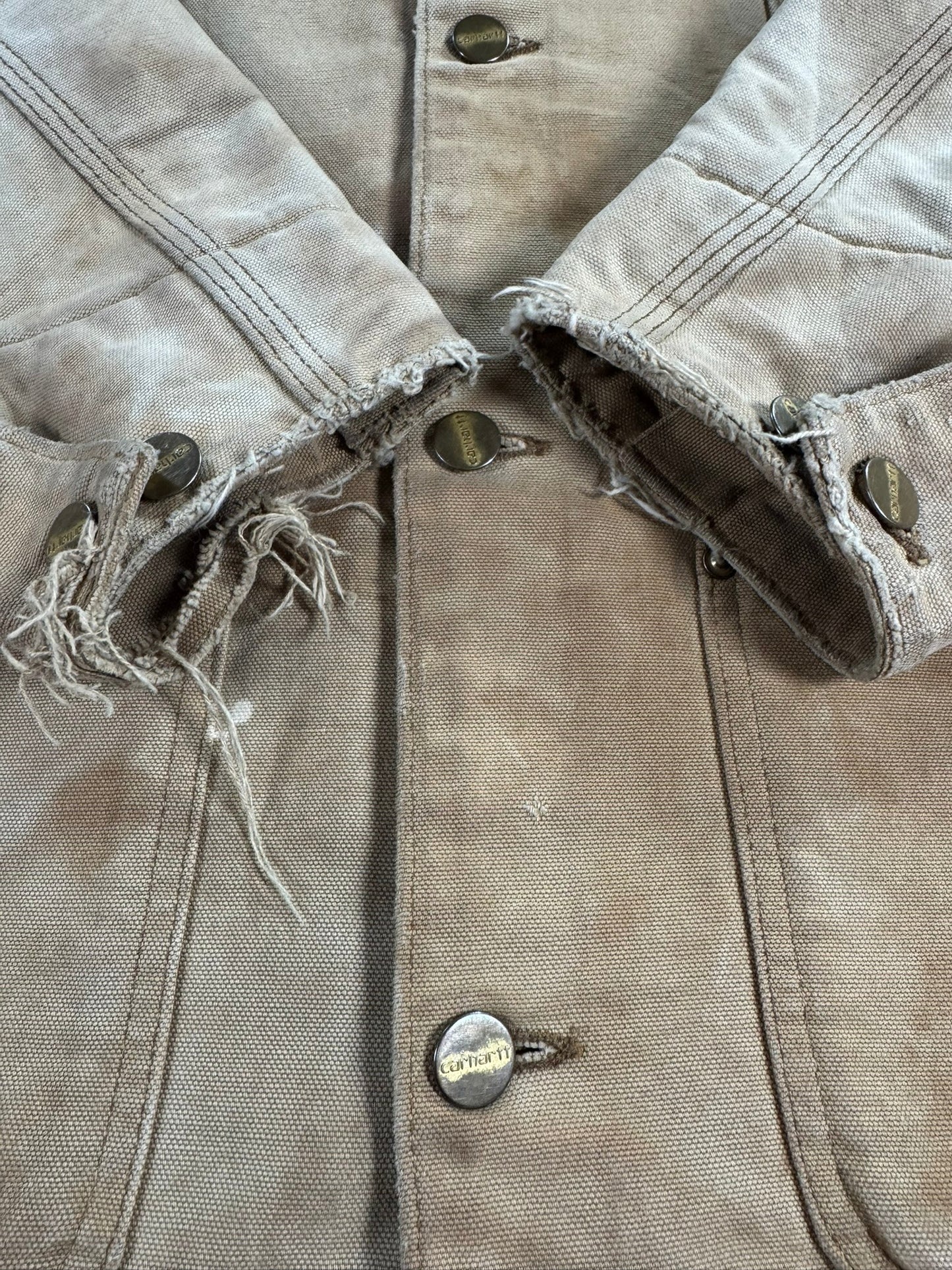 Vintage Carhartt C01 BRN Chore Coat Blanket Lined Union Made USA Men Sz. 46 (L )