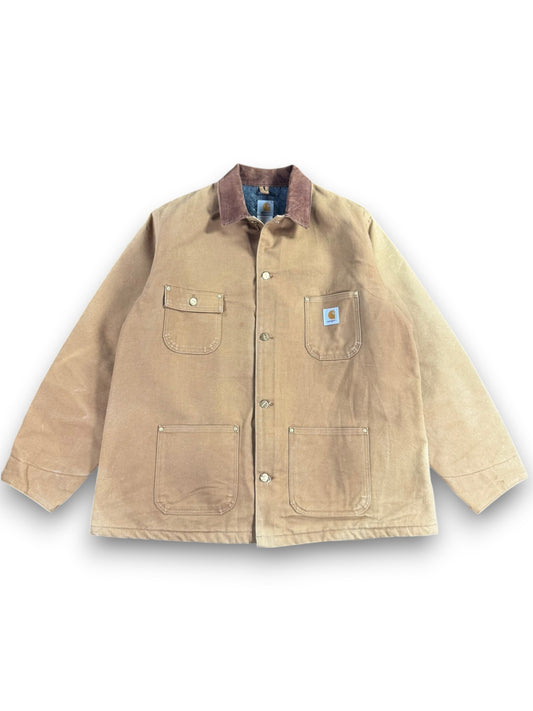 VTG Carhartt C01 BRN Men's 50 Tall Chore Jacket Barn Coat Faded Workwear Mens XL