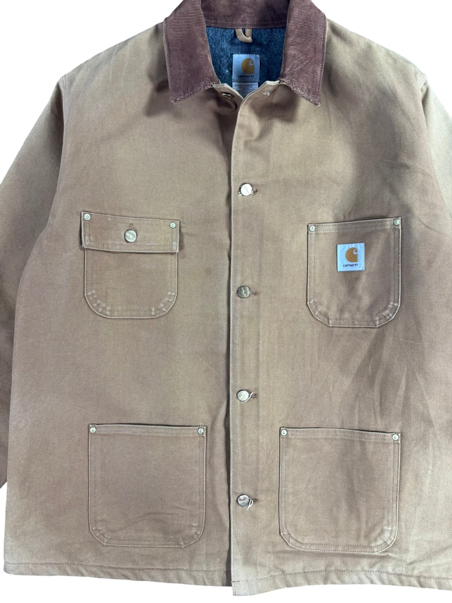 VTG Carhartt C01 BRN Men's 50 Tall Chore Jacket Barn Coat Faded Workwear Mens XL