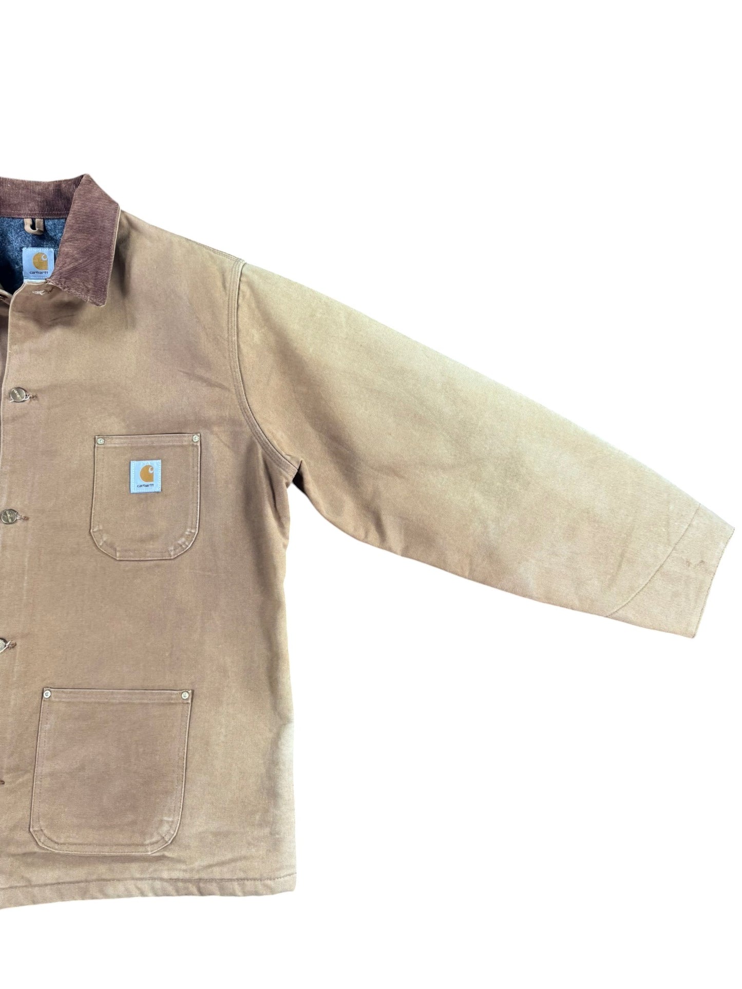 VTG Carhartt C01 BRN Men's 50 Tall Chore Jacket Barn Coat Faded Workwear Mens XL