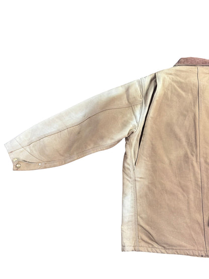VTG Carhartt C01 BRN Men's 50 Tall Chore Jacket Barn Coat Faded Workwear Mens XL