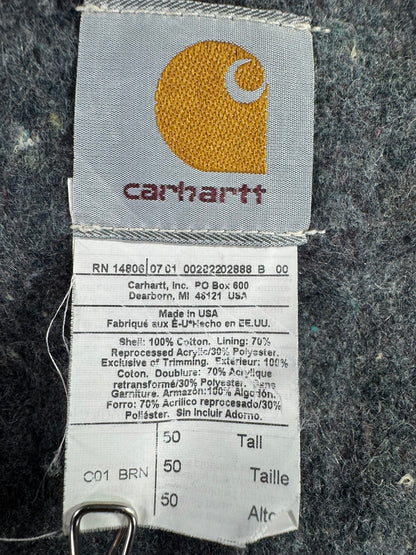 VTG Carhartt C01 BRN Men's 50 Tall Chore Jacket Barn Coat Faded Workwear Mens XL