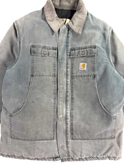Rare VTG Carhartt Men's Quilted Lined Canvas Jacket C26 HTG W/ Hood USA Green XL
