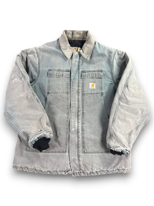 Rare VTG Carhartt Men's Quilted Lined Canvas Jacket C26 HTG W/ Hood USA Green XL