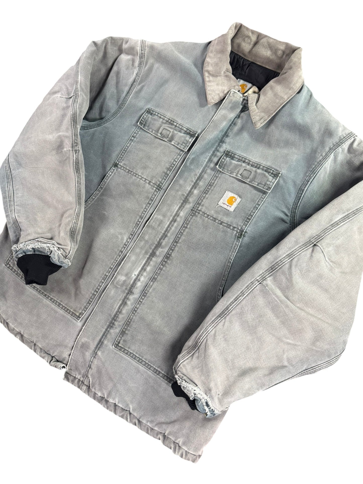 Rare VTG Carhartt Men's Quilted Lined Canvas Jacket C26 HTG W/ Hood USA Green XL