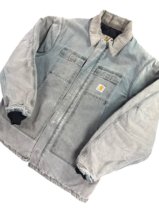 Rare VTG Carhartt Men's Quilted Lined Canvas Jacket C26 HTG W/ Hood USA Green XL