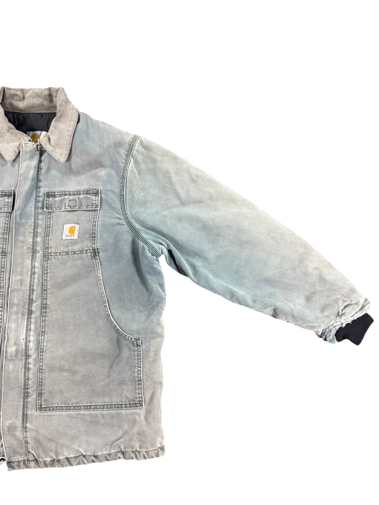 Rare VTG Carhartt Men's Quilted Lined Canvas Jacket C26 HTG W/ Hood USA Green XL