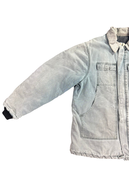 Rare VTG Carhartt Men's Quilted Lined Canvas Jacket C26 HTG W/ Hood USA Green XL