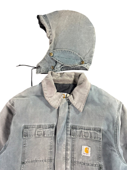 Rare VTG Carhartt Men's Quilted Lined Canvas Jacket C26 HTG W/ Hood USA Green XL