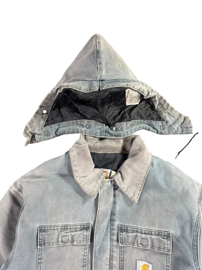 Rare VTG Carhartt Men's Quilted Lined Canvas Jacket C26 HTG W/ Hood USA Green XL