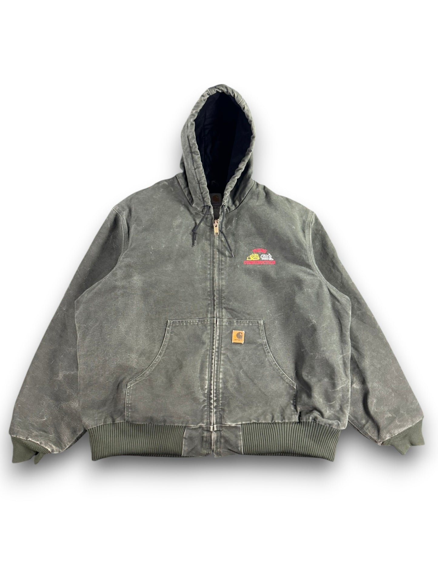 Vintage Carhartt J130 MOS Hooded Active Jacket Duck Canvas Moss Green Men's 2XL