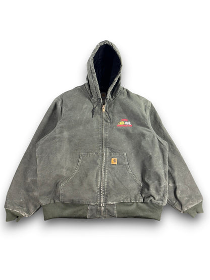 Vintage Carhartt J130 MOS Hooded Active Jacket Duck Canvas Moss Green Men's 2XL
