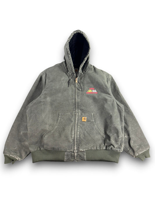 Vintage Carhartt J130 MOS Hooded Active Jacket Duck Canvas Moss Green Men's 2XL