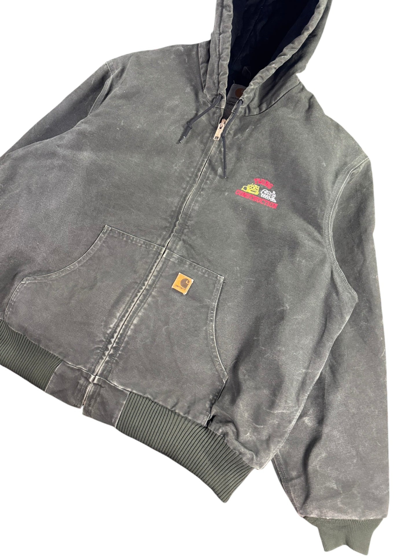 Vintage Carhartt J130 MOS Hooded Active Jacket Duck Canvas Moss Green Men's 2XL