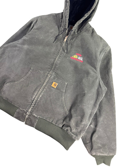 Vintage Carhartt J130 MOS Hooded Active Jacket Duck Canvas Moss Green Men's 2XL