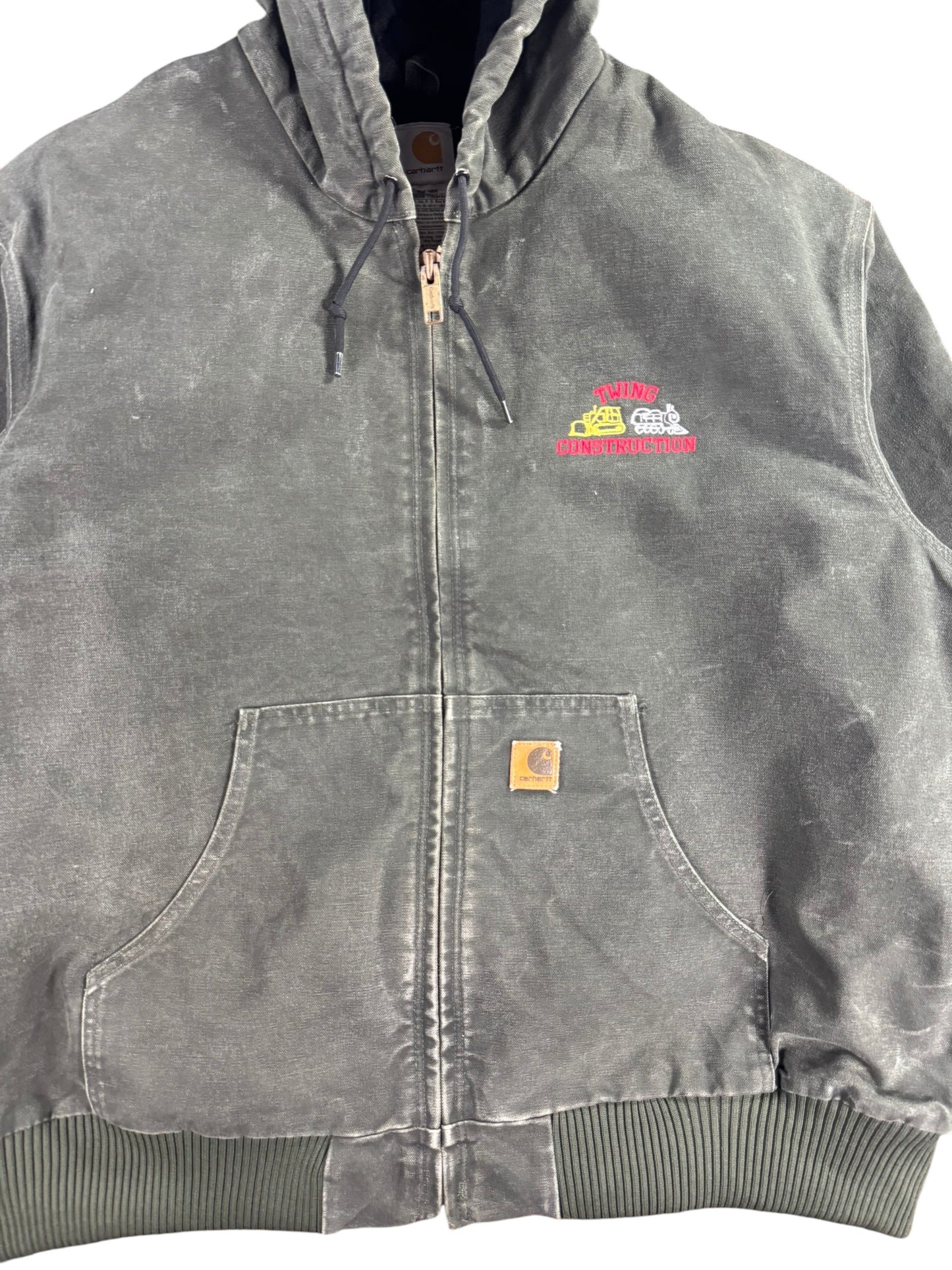 Vintage Carhartt J130 MOS Hooded Active Jacket Duck Canvas Moss Green Men's 2XL