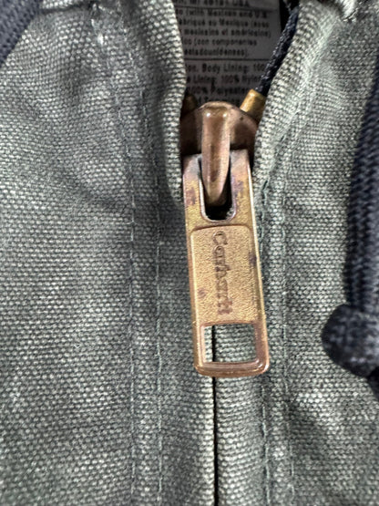 Vintage Carhartt J130 MOS Hooded Active Jacket Duck Canvas Moss Green Men's 2XL