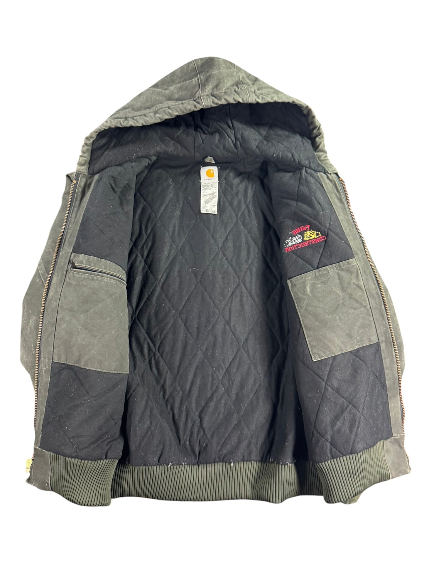 Vintage Carhartt J130 MOS Hooded Active Jacket Duck Canvas Moss Green Men's 2XL