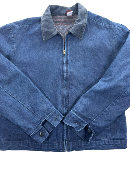 Vintage 80s Wrangler Big Ben Blanket Lined Denim Jacket USA Talon Zip Workwear Men's 46 XL