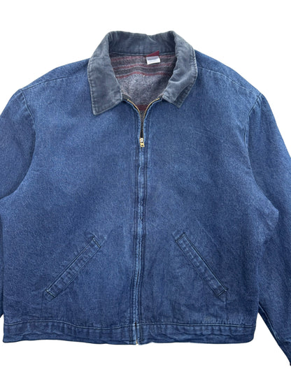 Vintage 80s Wrangler Big Ben Blanket Lined Denim Jacket USA Talon Zip Workwear Men's 46 XL