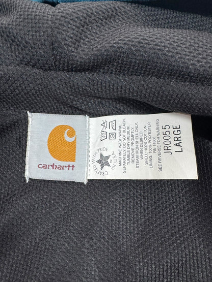 RARE Vintage Carhartt JR0055 Teal Aztec Hooded Active Jacket Made in USA Men's Sz. L